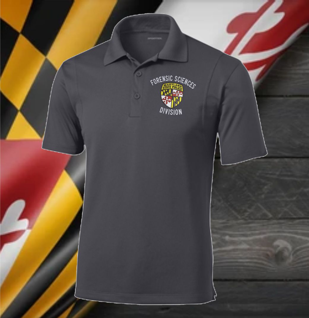Unisex - Sport Tek Micropique Polo 100% Polyester w Embroidered MSP Forensic Science Division Logo