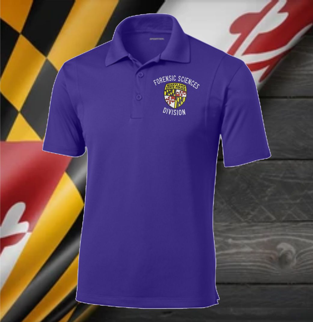 Unisex - Sport Tek Micropique Polo 100% Polyester w Embroidered MSP Forensic Science Division Logo