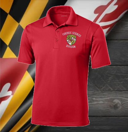 Unisex - Sport Tek Micropique Polo 100% Polyester w Embroidered MSP Forensic Science Division Logo