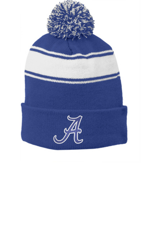 Striped Pom-Pom Beanie